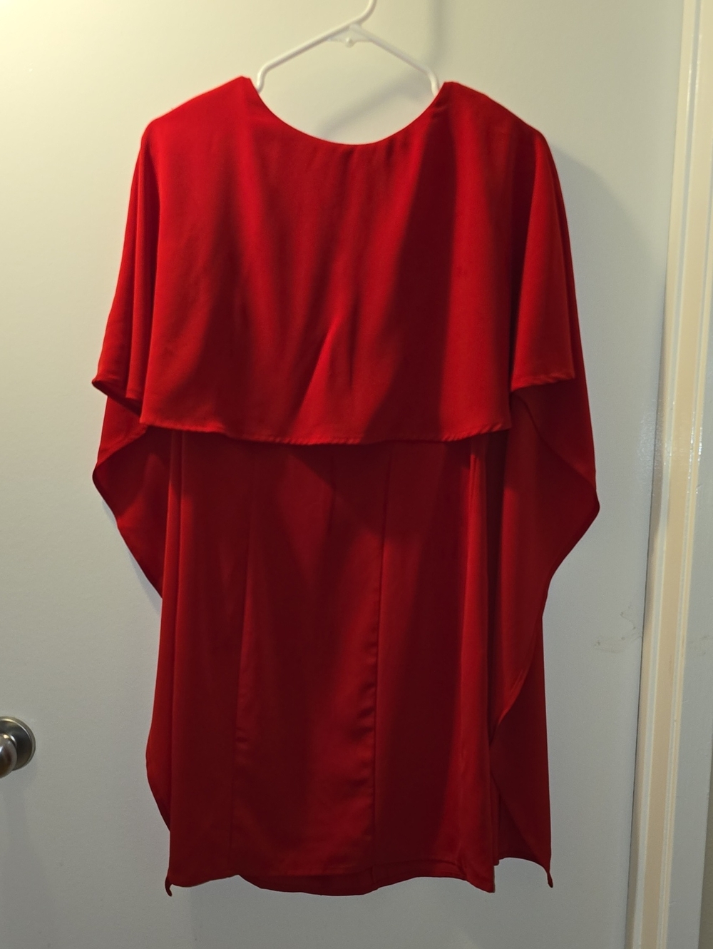 New York & Company Red Cape-Sleeve Tunic Top
